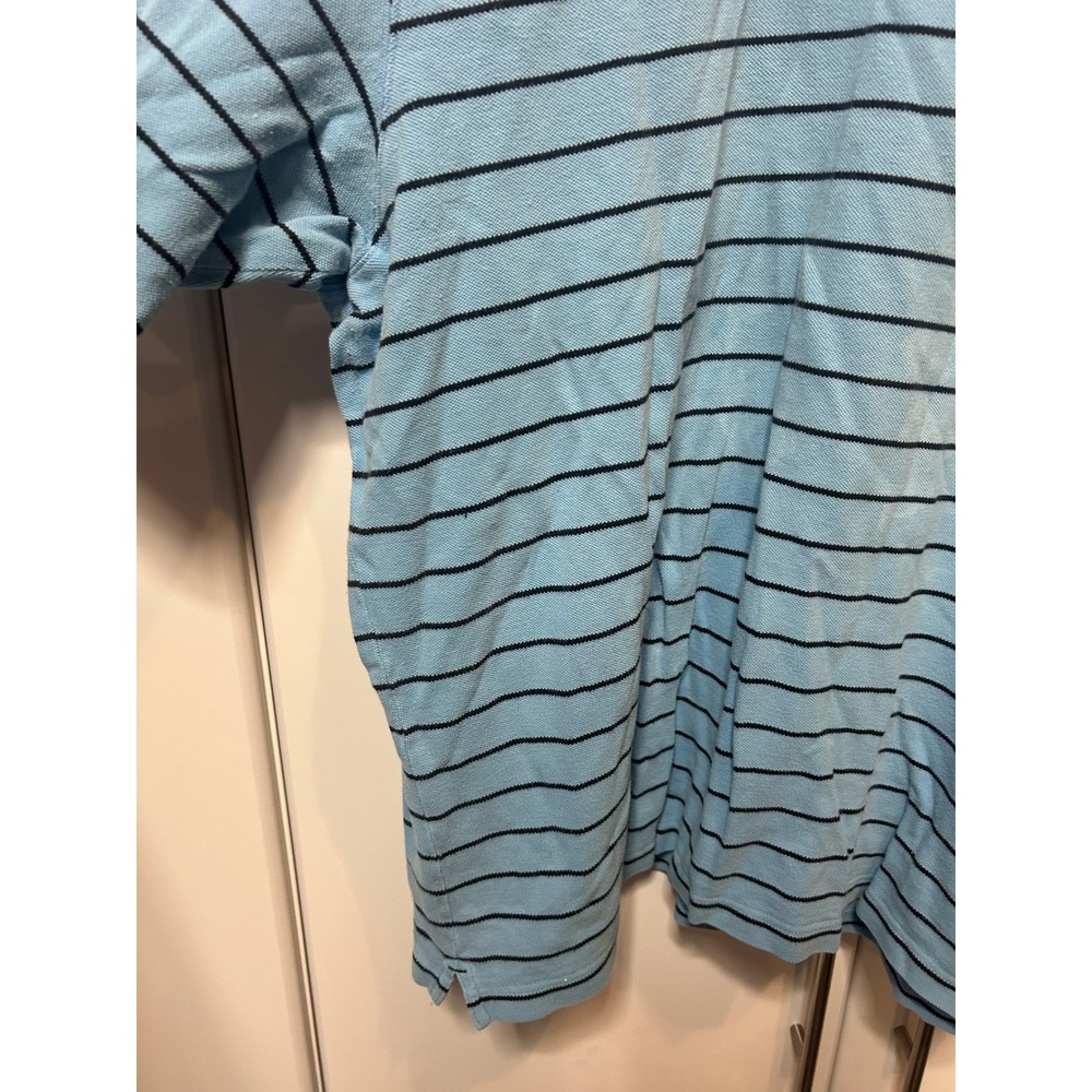 Eddie Bauer Mens XXL Blue Striped Short Sleeve Cotton Pique Polo Shirt‎ - Picture 3 of 16